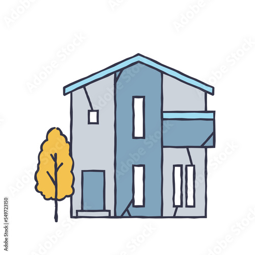 老朽化したシンプルな一軒家のイラスト