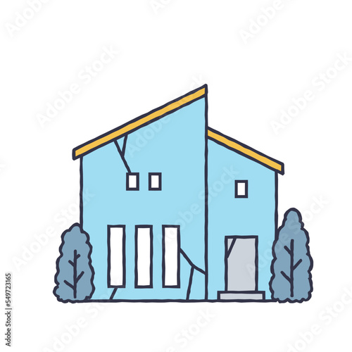老朽化したシンプルな一軒家のイラスト