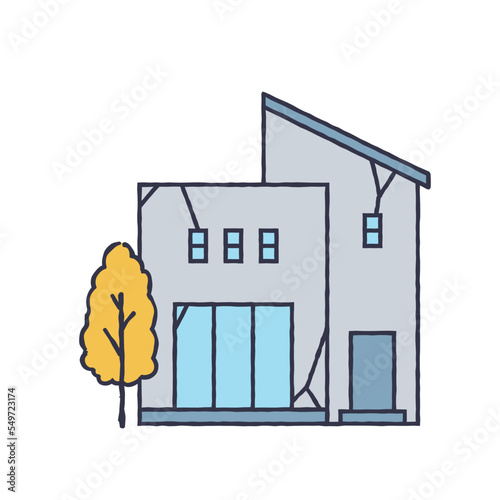 老朽化したシンプルな一軒家のイラスト