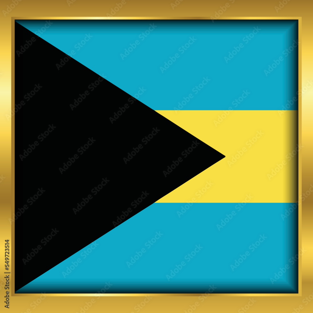 Bahamas Flag, Bahamas flag golden square button,Vector illustration eps10. Bahamas Flag, Bahamas flag golden square button,Vector illustration eps10.