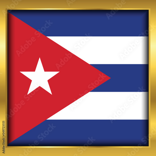 Cuba Flag, Cuba flag golden square button,Vector illustration eps10. 