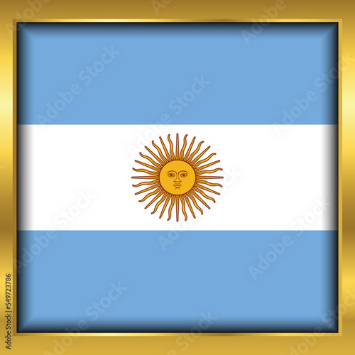 Argentina Flag,Argentina flag golden square button,Vector illustration eps10.	