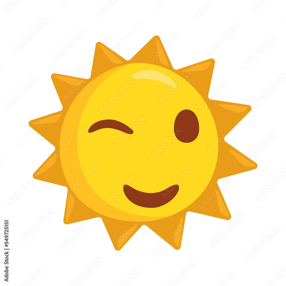 Sun Sign Emoji Icon Illustration. Summer Vector Symbol Emoticon Design Clip Art Sign Comic Style.