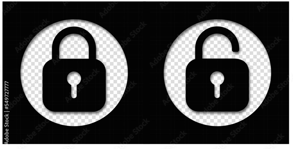Set of lock icons, lock icon. Safety symbols. Vector illustration. Close and open lock padlock symbols. Sign of locked and unlocked padlock. Set of lock icons, lock icon. Safety symbols. Vector illustration. Close and open lock padlock symbols. Sign of locked and unlocked padlock.