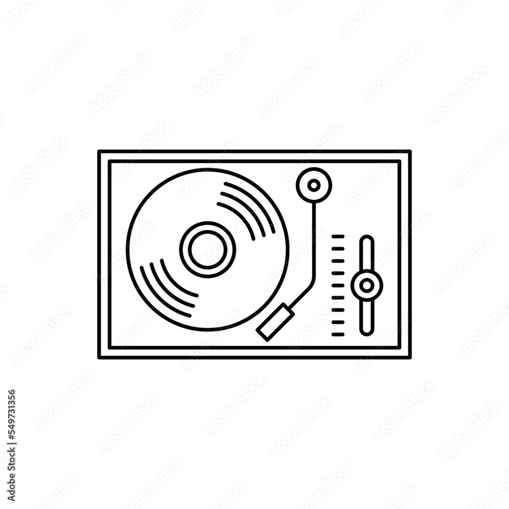 Vinyl player, turntable vinyl icon in line style icon, isolated on white background Vinyl player, turntable vinyl icon in line style icon, isolated on white background