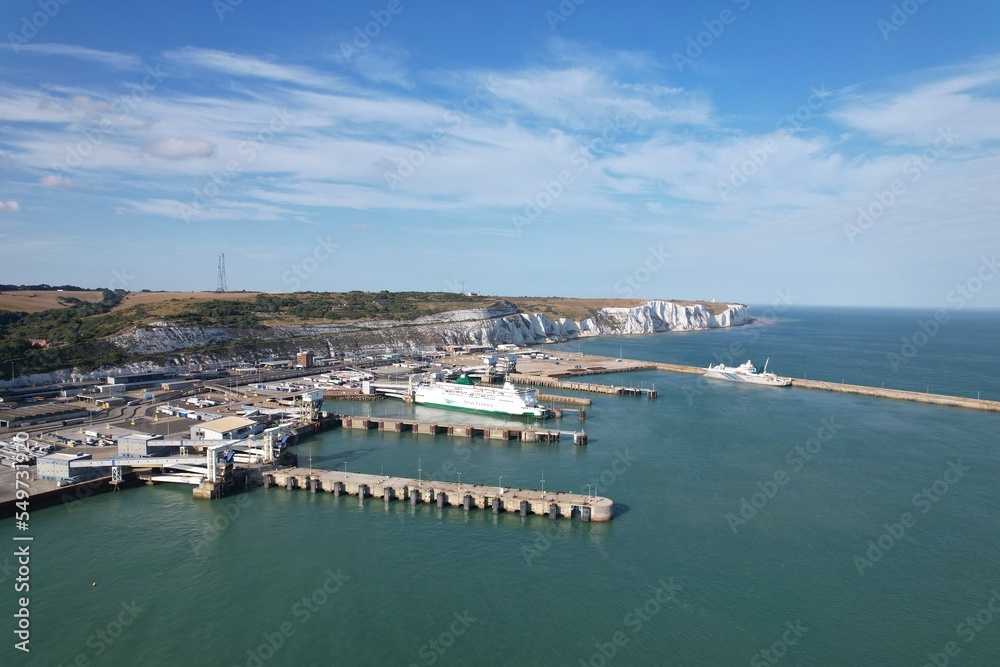 Port of Dover , UK Ferry terminal Kent England ,aerial view..