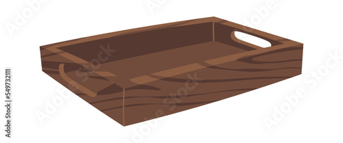 Wooden empty meal tray flat icon Restaurant utensil