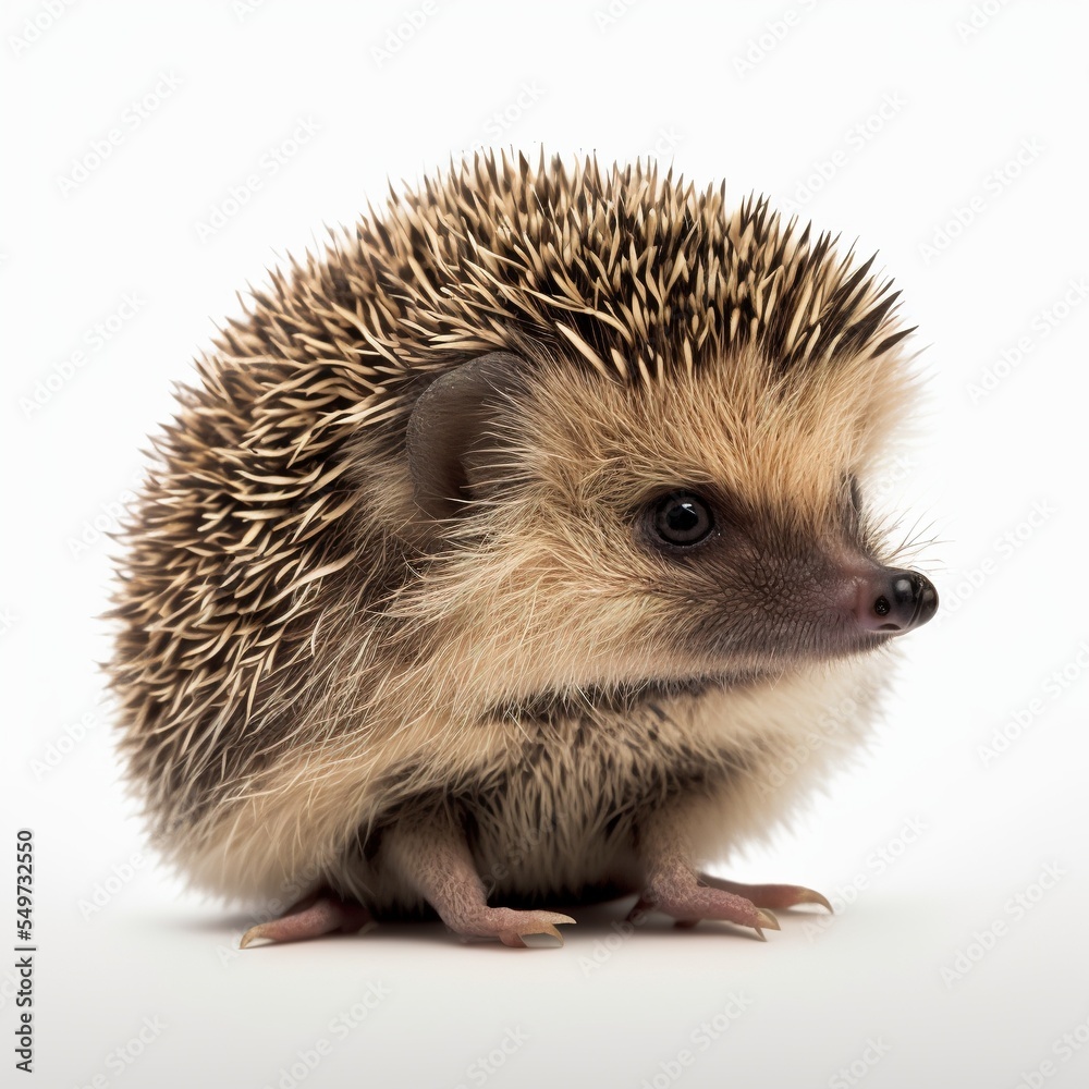 Fototapeta premium Wild hedgehog isolated on white background closeup photo
