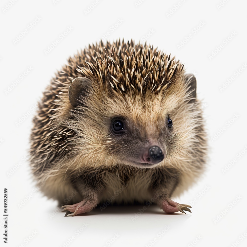 Fototapeta premium Wild hedgehog isolated on white background closeup photo