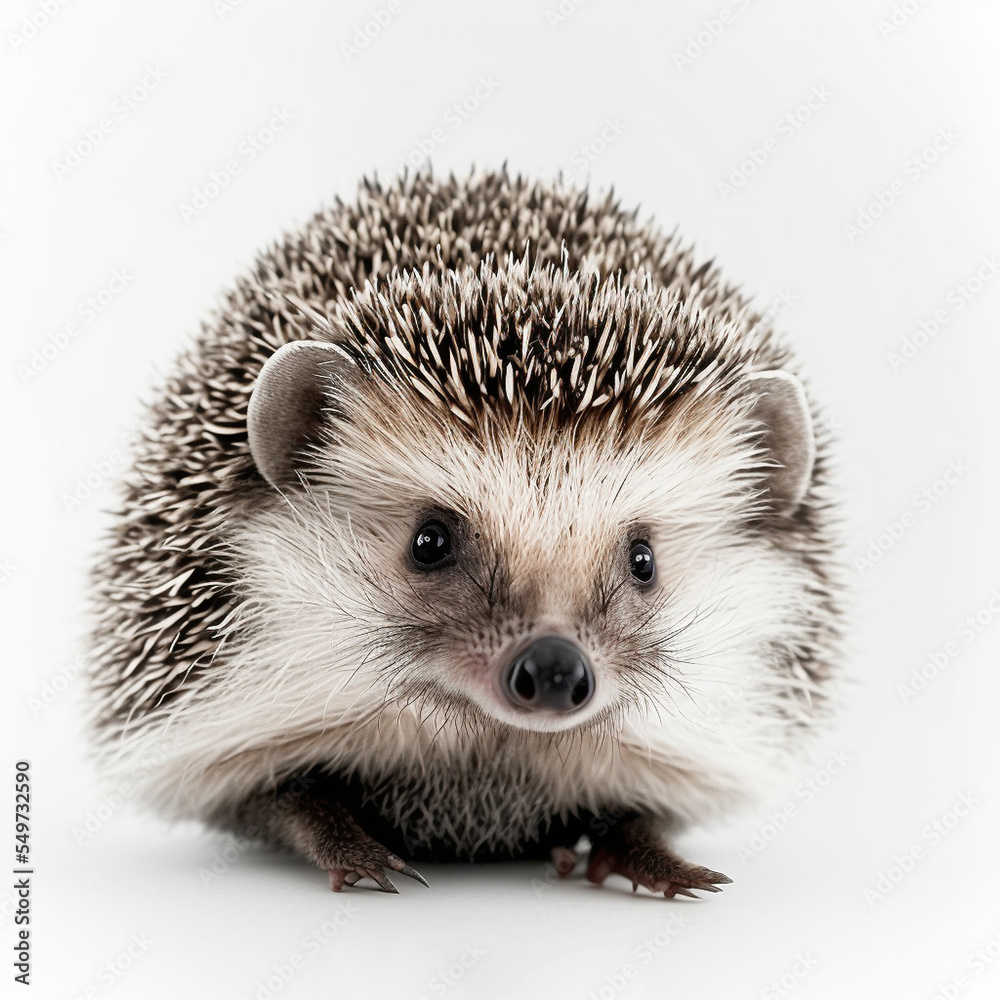 Wild hedgehog isolated on white background closeup photo Wild hedgehog isolated on white background closeup photo