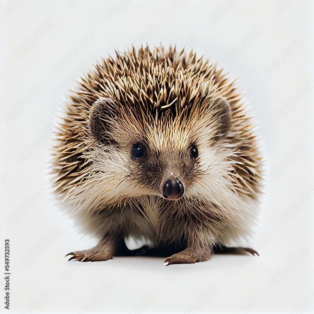 Wild hedgehog isolated on white background closeup photo Wild hedgehog isolated on white background closeup photo