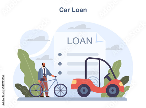 Car loan type. Bank-offered financing of buying new automobile.