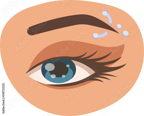 Body parts flat icon Eye and eyebrow with silver piercing