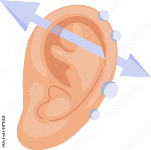 Ear with silver accessory flat icon Titanium piercing
