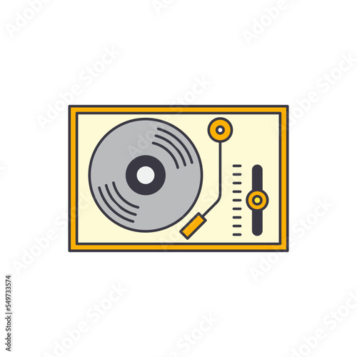 Vinyl player, turntable vinyl icon in color, isolated on white background 