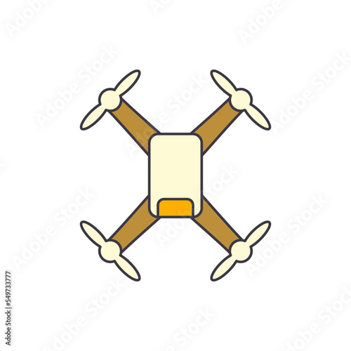 Drone quadcopter icon in color, isolated on white background 
