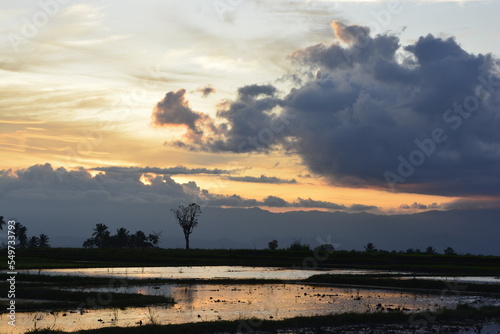 sunset over the river