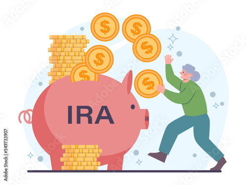Retirement savings. Future pension plan. Senior character successfully