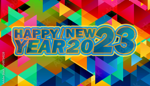 Happy new year 2023 text background Vector illustration.