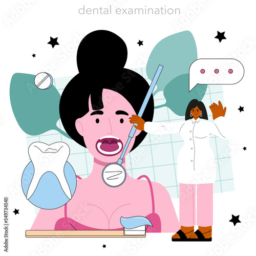 Dentist concept. Dental doctor in uniform treating human teeth using