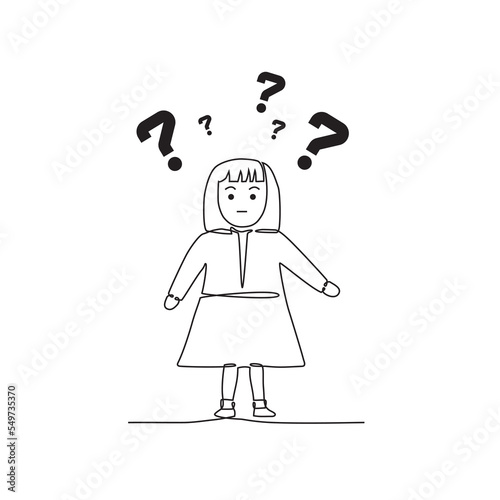 Interrogation-personnage féminin en ligne continue