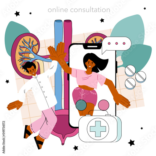 Urologist online service or platform. Urinary system examination,