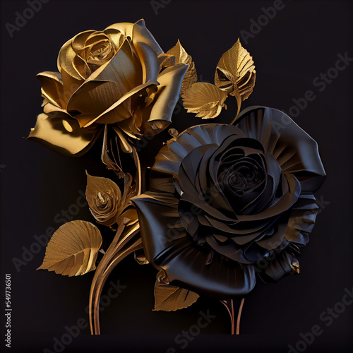 Vantablack and gold roses