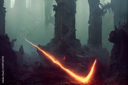 Ancient Beast Tomb Grave Ruins Fantasy Landscape - Digital Art, Concept Art