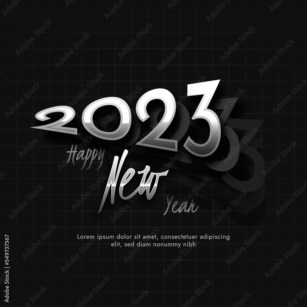 Happy new year 2023 abstract typography design with papercut effect in black abstract background Happy new year 2023 abstract typography design with papercut effect in black abstract background