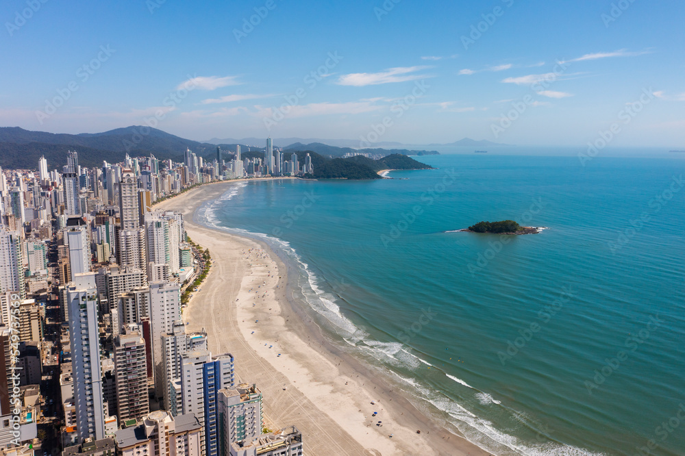 Aerial view of central beach of Balneário Camboriú, Brazil. Aerial view of central beach of Balneário Camboriú, Brazil.