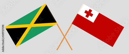 Crossed flags of Jamaica and Tonga. Official colors. Correct proportion Free Download Crossed flags of Jamaica and Tonga. Official colors. Correct proportion - GFXLoad