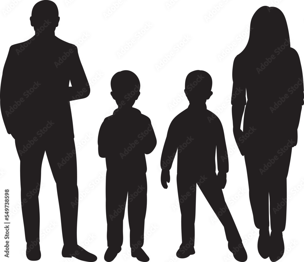 set silhouette kids, family design vector isolated