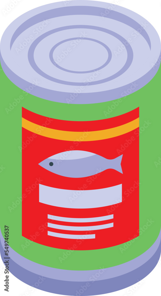 Fish tin can icon isometric vector. Ocean herring. Marine cuisine Fish tin can icon isometric vector. Ocean herring. Marine cuisine