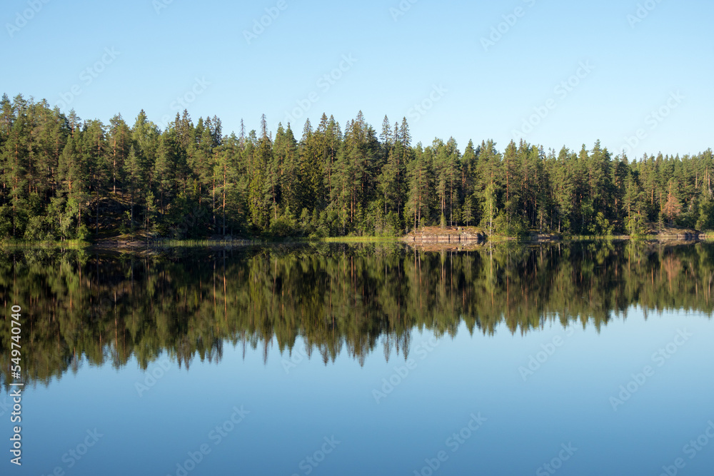 symmetrical landscape with reflection on the lake