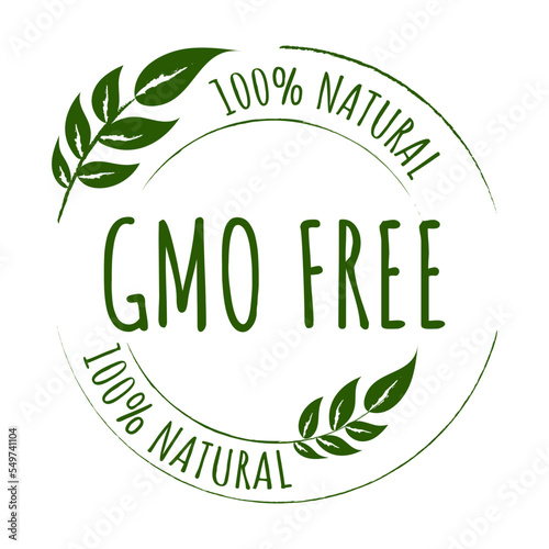 Non GMO labels. GMO free icons. Healthy organic food concept. No GMO design elements for tags, product packag, food symbol, emblems, stickers. Eco, vegan, bio. Vector illustration
