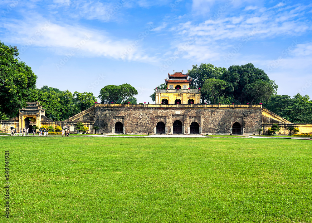 Landscape of the Main Gate of the Imperial Citadel of Thang Long. It is located in the city of Hanoi, Vietnam. The Imperial Citadel of Thang Long is recognized by UNESCO as a World Cultural Heritage.