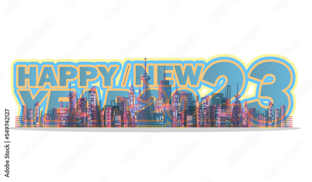 Happy new year  2023 text background Vector illustration. Creative illustration banners, 