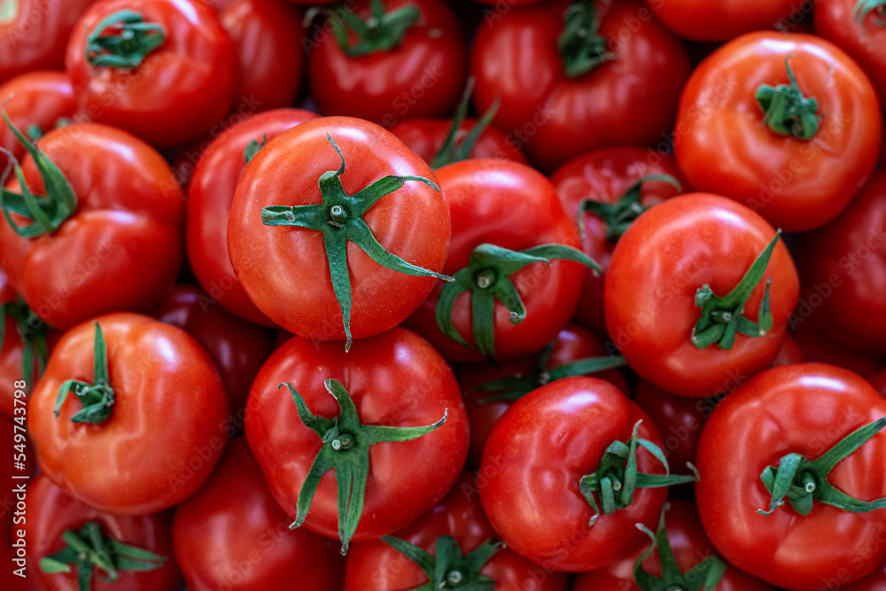Closeup red tomatoes in the market Closeup red tomatoes in the market