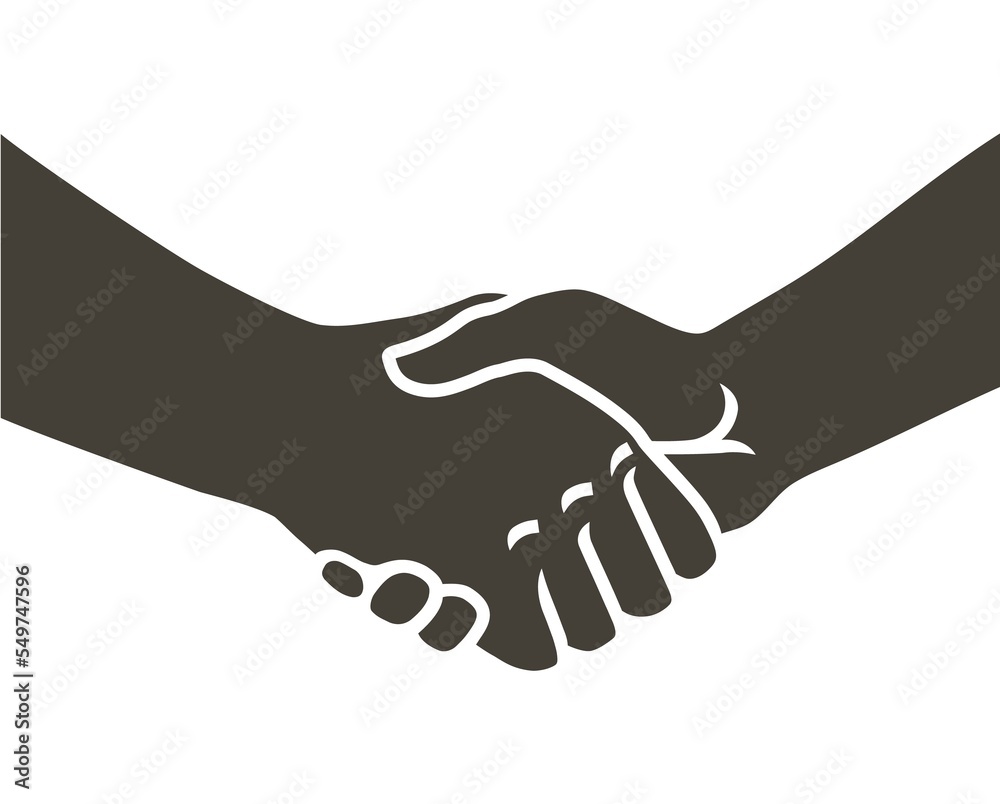 Two hands shaking each other. Partners handshake. Hands holding one another gesture of contract agreement, friendship. Logo icon sign. Vector line sketch illustration Two hands shaking each other. Partners handshake. Hands holding one another gesture of contract agreement, friendship. Logo icon sign. Vector line sketch illustration