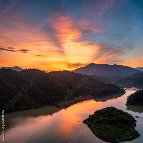 Ba Be National Park,Vietnam in sunset