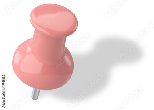 Push pin. Drawing pin. 3D pin with shadow.