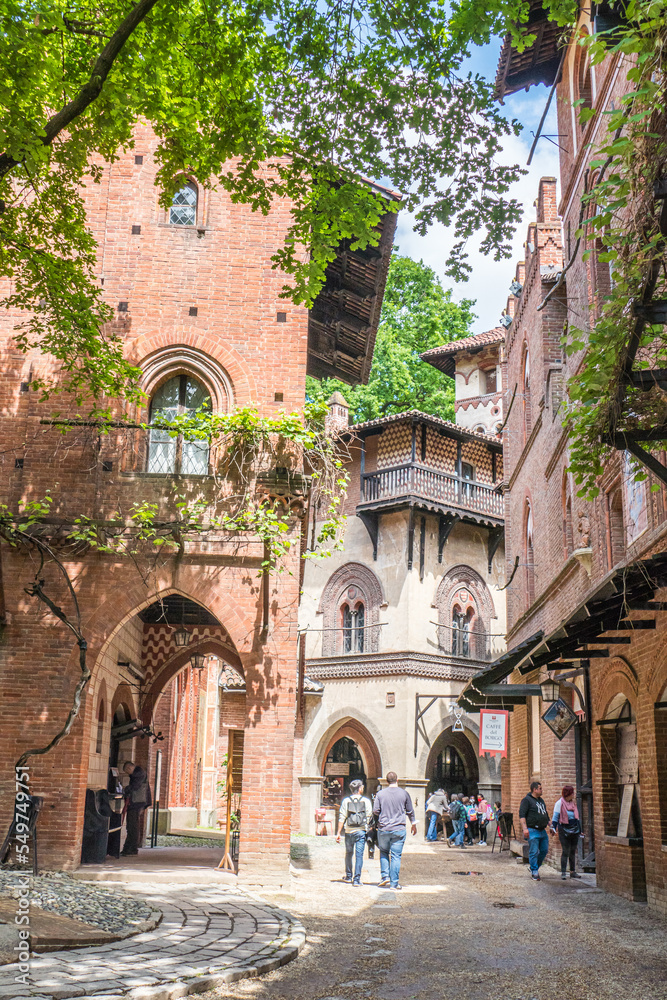 The beautiful medieval village in the Valentino Park in Turin
