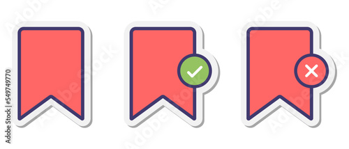 red bookmark add remove sign vector