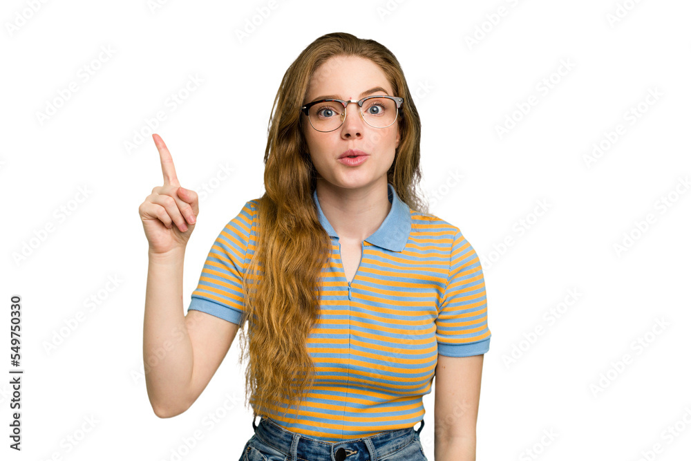 Young caucasian redhead woman isolated having some great idea, concept of creativity. Young caucasian redhead woman isolated having some great idea, concept of creativity.