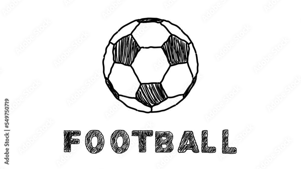 Animation about football with a soccer ball in black pencil stroke on a white background, cartoon, art. Animation about football with a soccer ball in black pencil stroke on a white background, cartoon, art.
