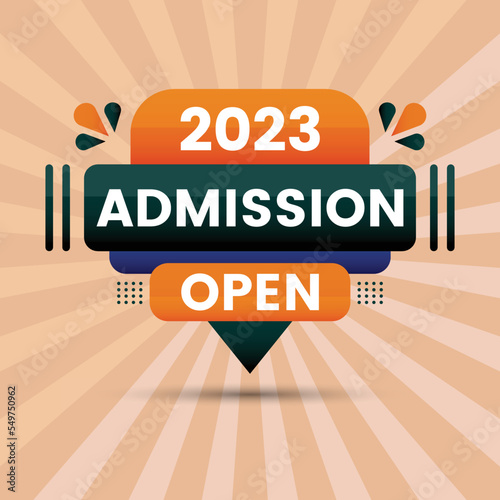 admission open sticker or label design for poster and banners with a Loudspeaker or megaphone