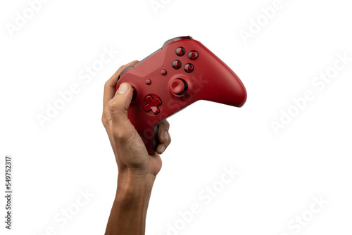 Obraz na plátně Hand holding a game controller on transparent background