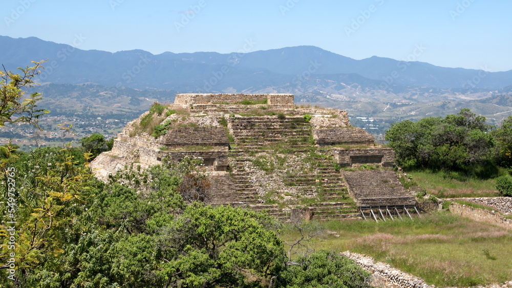 Stepped pyramid at Monte Alban in Oaxaca, Mexico
