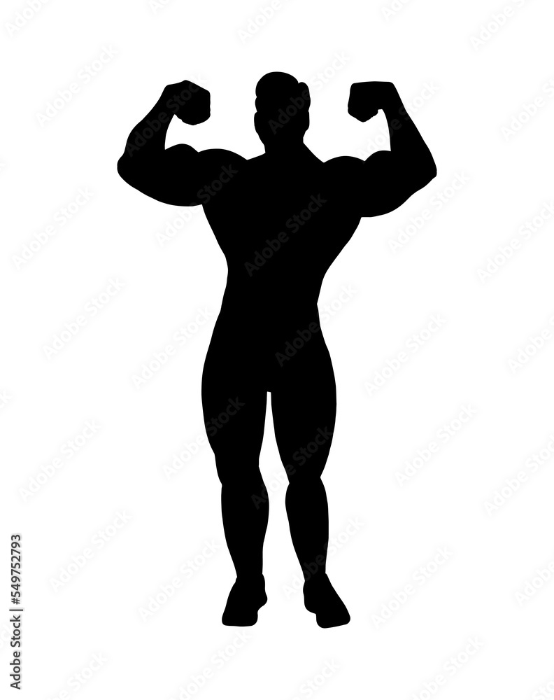 Vector simple silhouette shadow shape, flat black icon isolated on white backround. Logo design element. Sportive athletic man with big muscles. Vector simple silhouette shadow shape, flat black icon isolated on white backround. Logo design element. Sportive athletic man with big muscles.