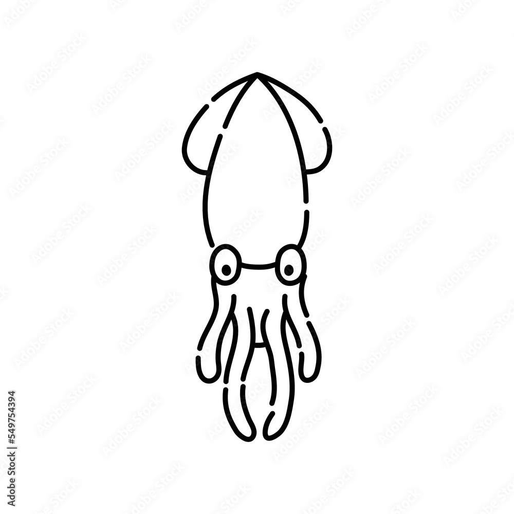 Cuttlefish doodle icon. Hand drawn black sketch. Vector Illustration. Cuttlefish doodle icon. Hand drawn black sketch. Vector Illustration.
